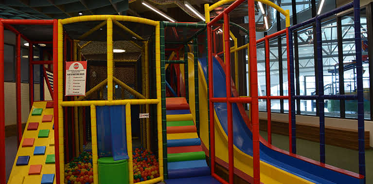 Colourful bandicoots play structure with slides, nets and climbing slides