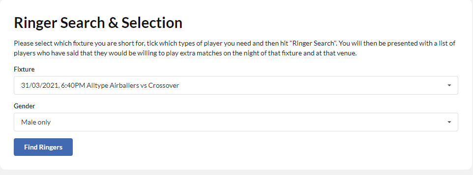 Ringer Search & Selection