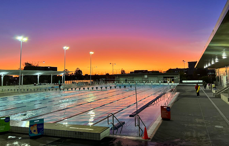 The Cockburn ARC 50m pool at sunrise 