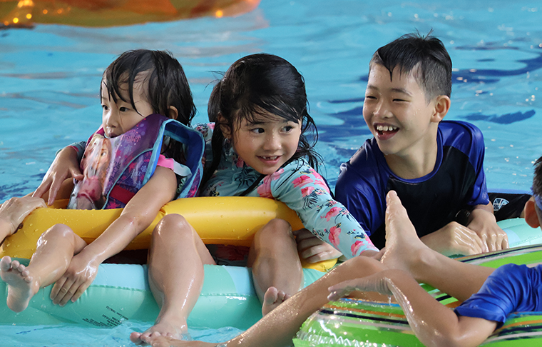Kids playing in the pool