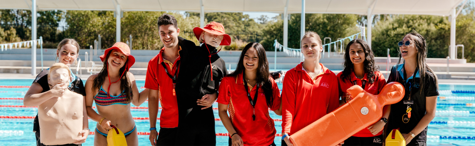 Lifeguard team smiling in a group