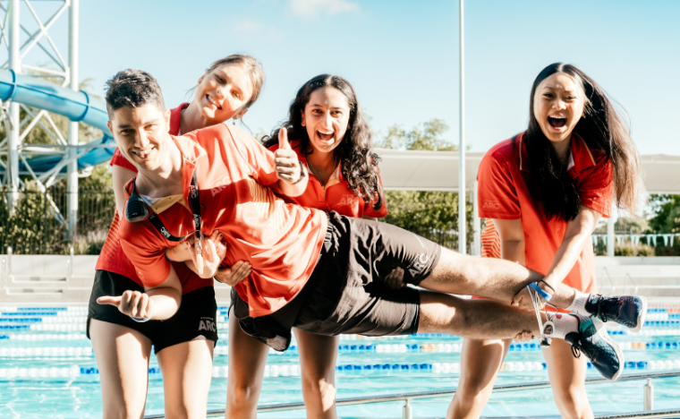 Lifeguard team smiling.