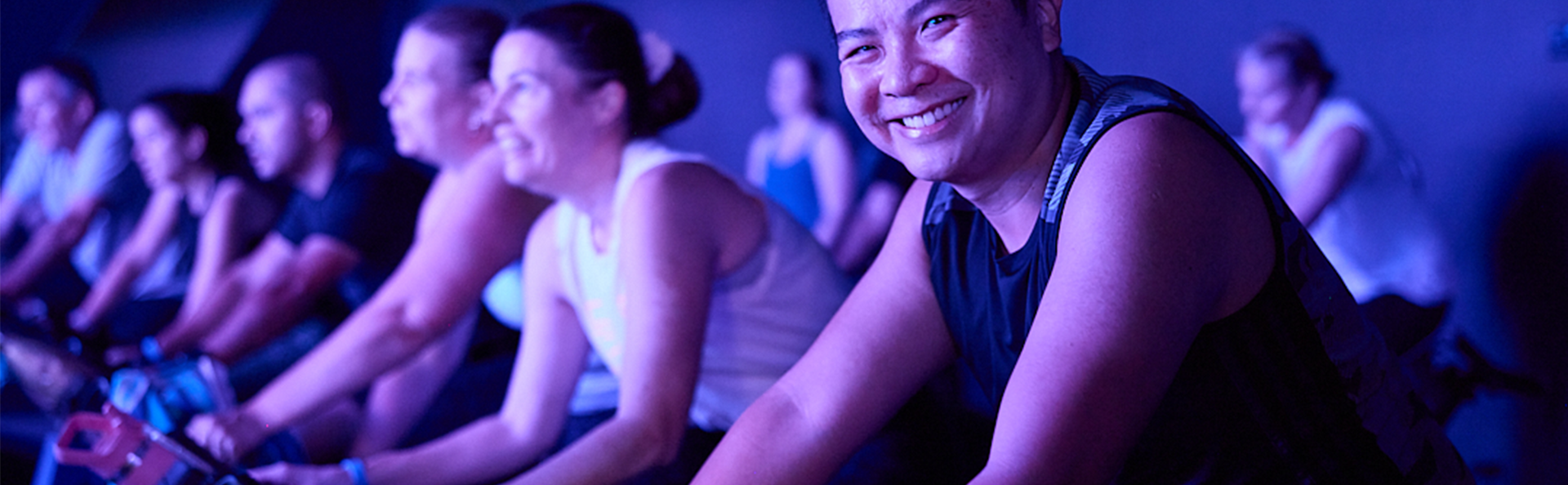Group of people in the cycle studio 