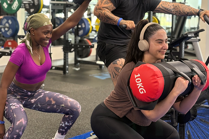 A group of people exercising