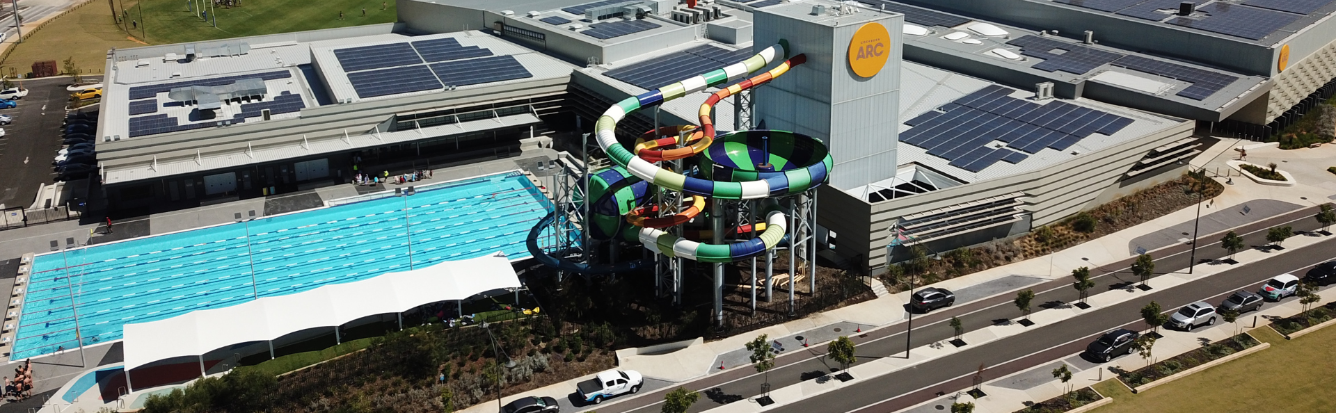 Aerial shot of the centre.