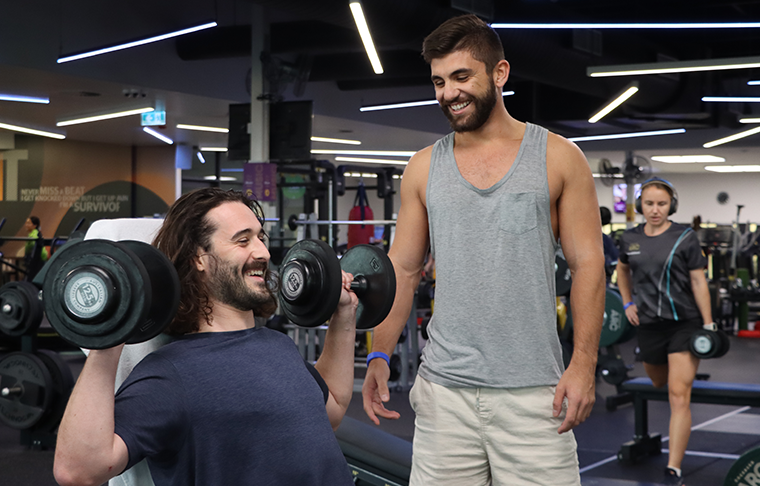two mates working out