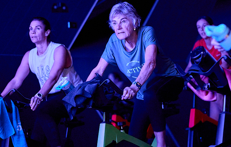 women in cycle class