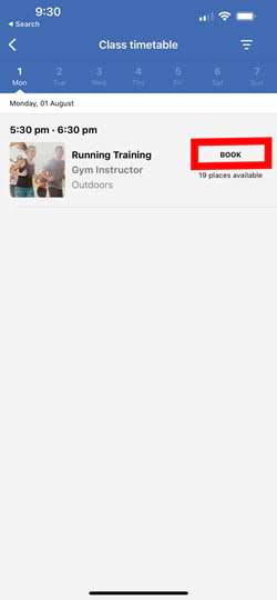 Booking a training session
